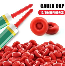 20pcs Red Caulk Cap Glue Nozzle Seal Protective Covers for Caulking Tubes - NEW