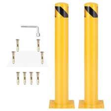SET 2 Safety Bollard Post 36in Height Yellow Safety Bollard w/ 8 Anchor Bolts 🔥