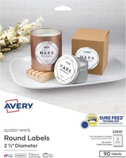 Avery Printable 90 Round Labels, 2.5, Glossy ...