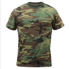 T-Shirt Men's Woodland Camouflage Small or Medium ROTHCO