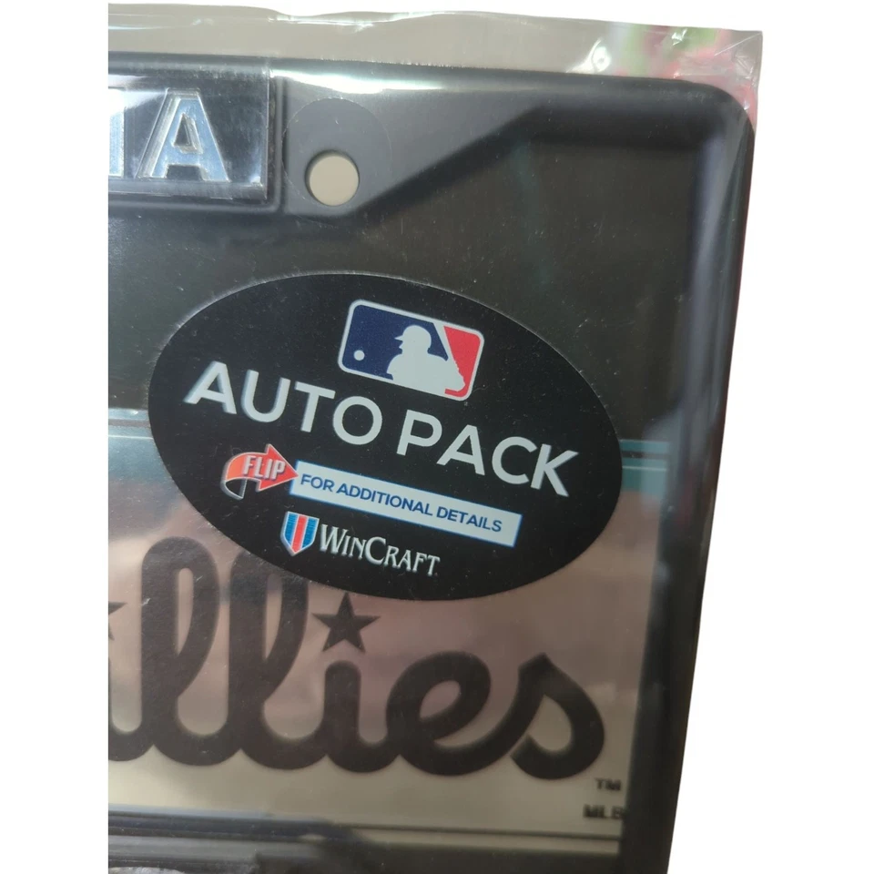 Porta-placa Philadelphia Phillies preto NOVO conjunto inclui 2 decalques - Imagem 3 de 4