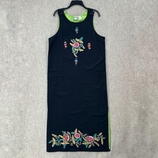 Take Two Floral Embroidered Floral Pinafore Overall Dress Size M