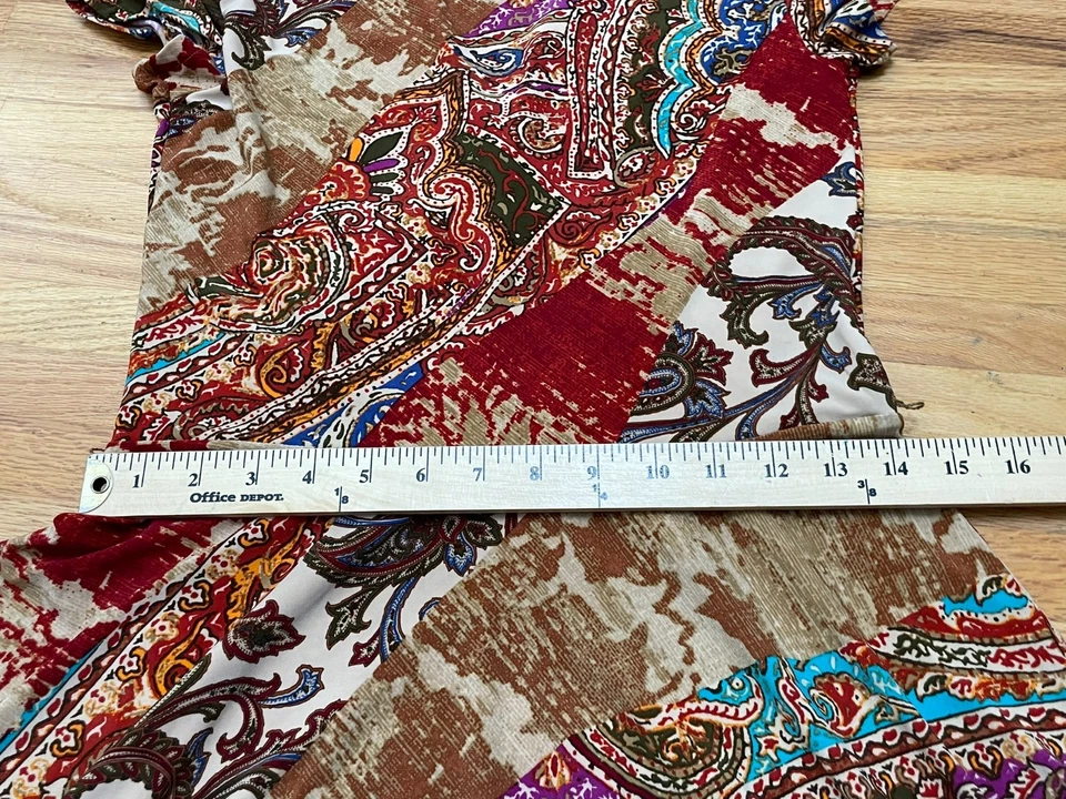 Lauren Ralph Lauren Women's M Brown Dress Polyester Wrap V neck Paisley Bohemian - Image 4 of 4