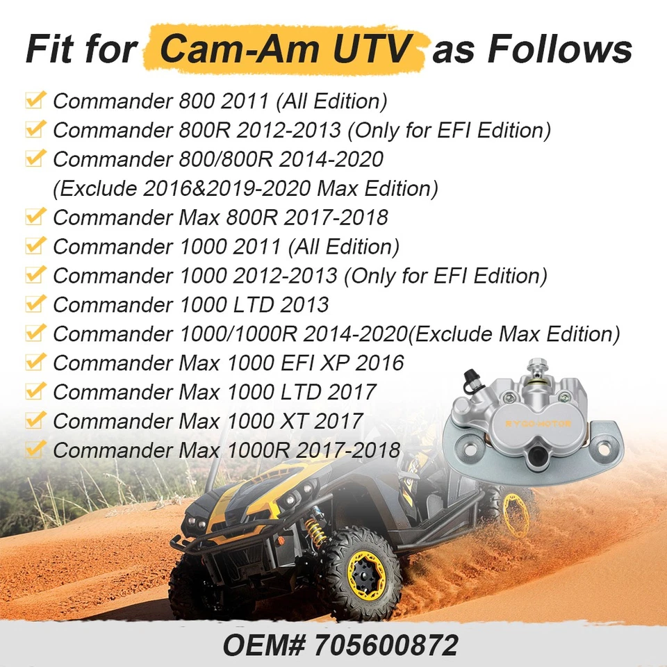 Pinza de freno trasera y pastillas para Can-Am Commander 1000 1000R 2011-2020 705600872 Foto 3 de 4