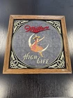 Vintage Miller High Life 1980 Girl On The Moon Beer Mirror Wall Bar Sign 14"x14"