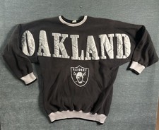 VTG Oakland Raiders NFL Crewneck Sweatshirt AOP Spellout 90s Men  s Size XL