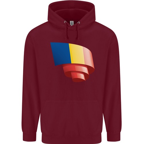 Curled Romania Flag Romanian Day Football Childrens Kids Hoodie - Picture 5 of 39