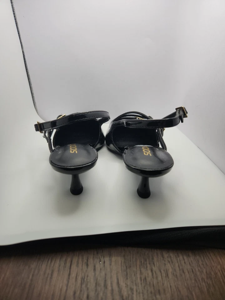 Soda Pointed Toe Kitten Heel Slingback Dress Pumps. Size 7 Black - Image 3 of 4