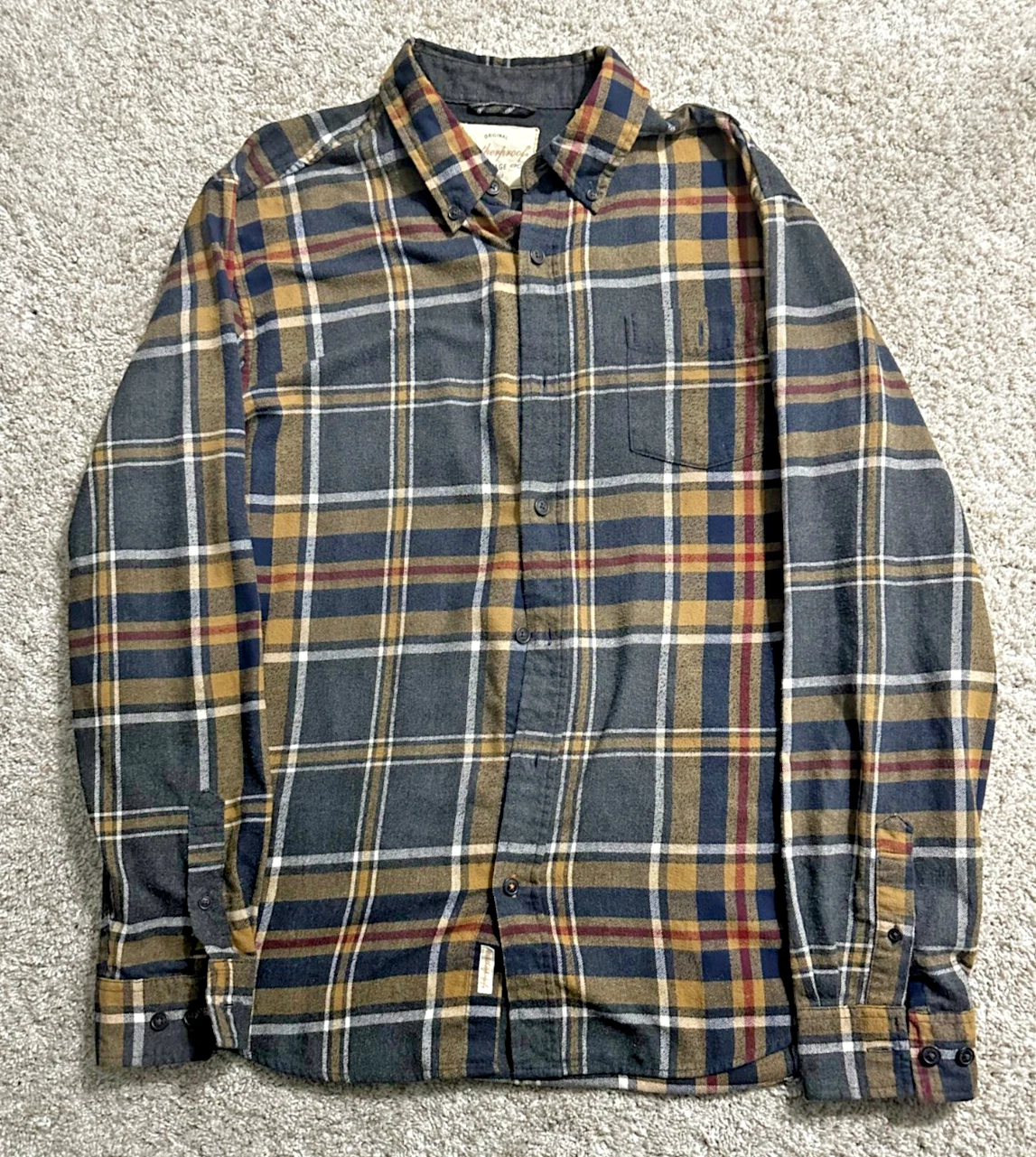Weatherproof Vintage Flannel Shirt Men’s L Plaid Button Down Cotton Blend