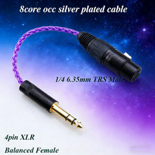 8core Adapter Cable 6.35mm 1/4 Male to 4Pin XLR Female Balanced TRS HIFI Audio