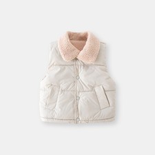 Children's Fleece-Lined Thick Vest with Fur Collar, Sleeveless Warm Jacket