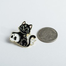 Enamel Pin for Pin Board or Hat - Cute Cat With Skull