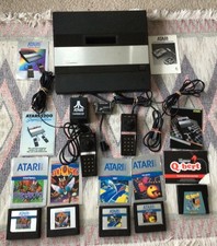 ATARI 5200 SUPER SYSTEM w/ POWER ADAPTER/SWITCH /2 JOYSTICKS, 5-GAMES, MANUALS