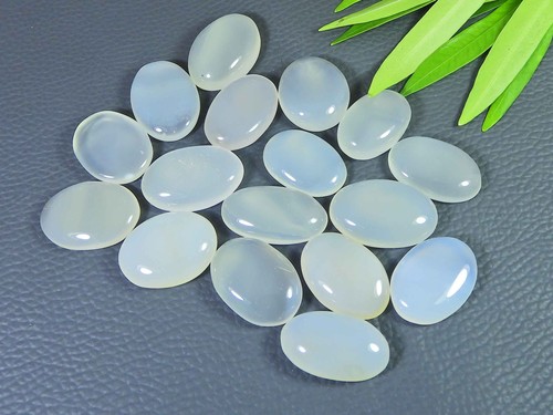316Cts. Natural Milky Onyx Oval Cabochon Loose Gemstone 17Pcs Lot 23-25MM K650