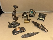 Lot of 9 Vintage Pencil Sharpeners Miniature Die Cast Metal Copper Finish
