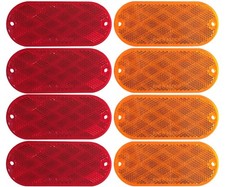 51018 Oval Reflectors 4 Red and 4 Amber Self Adhesive or Drill Mount-DOT 8 pa...