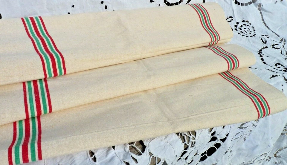 ANCIENNE TOILE DE LIN POUR TORCHON DE 5,50 mètres "La Samaritaine" non utilisée - Photo 4/4