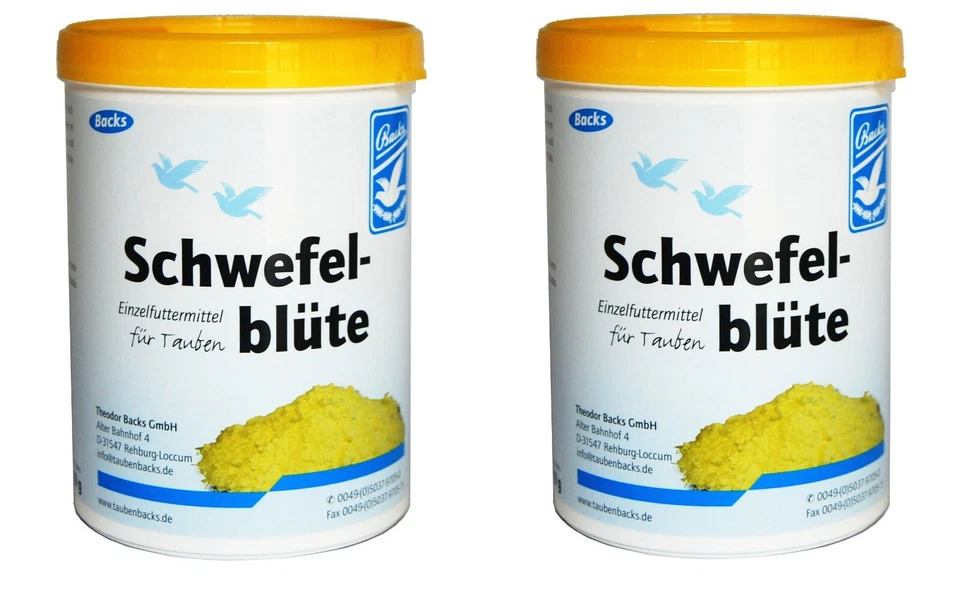 Backs Schwefelblüte 2 x 600g (99,95% Schwefel - für Pferde, Vögel, Tauben)