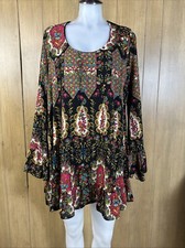 Show Me Your Mumu Margot Mini Ruffle Dress Size M Black Floral Pink