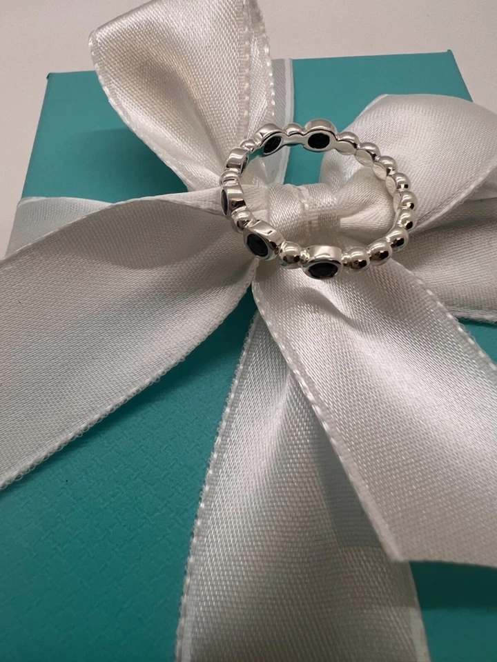 Anillo Tiffany & Co. Ziegfeld Espinela Negra Talla 8.75 Plata de Ley 925 Foto 4 de 4