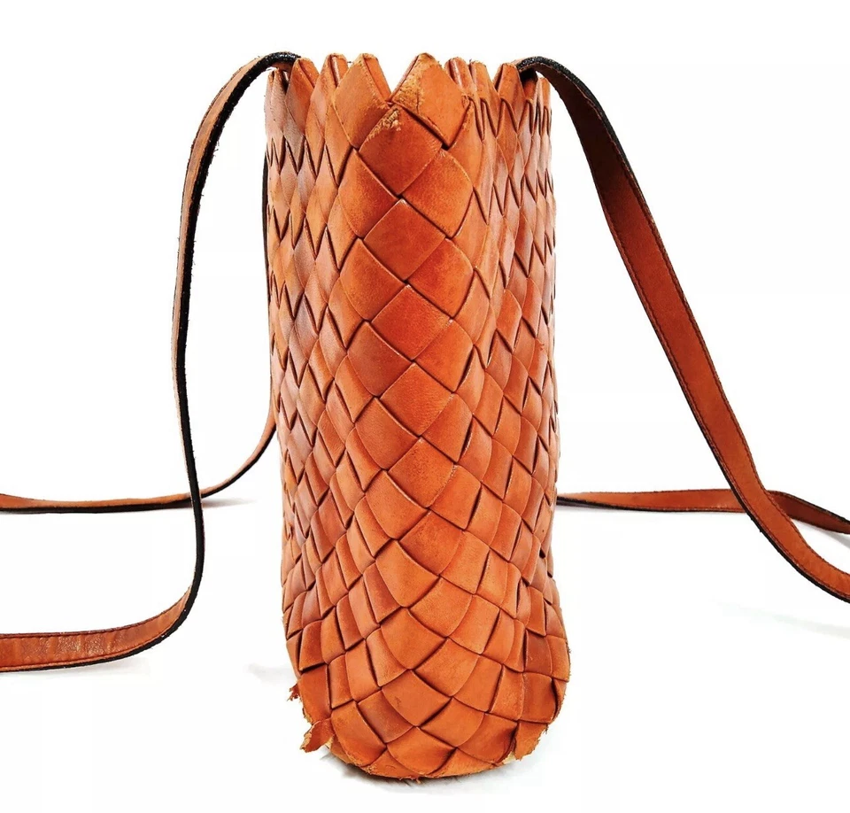 Bottega Veneta Intrecciato Bucket Hobo Shoulder Bag Orange Brown Leather - Image 3 of 4