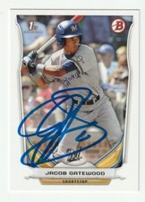 Jake Jacob Gatewood Signed 2014 Bowman Draft Card Auto Milwaukee Brewers COA
