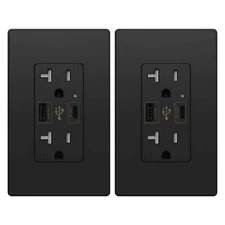 USB C Charger Wall Outlet 4.8A Dual High Speed Duplex Receptacle 20 Amp，2Pack