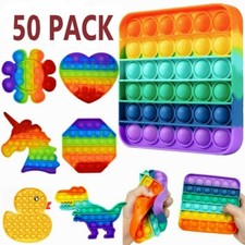 50 Push Pop Bubble It Sensory Fidget Rainbow Toy Autism Stress Relief Hand Game