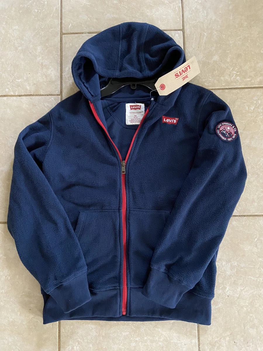 NEW LEVIS BOYS FLEECE HOODIE WITH POCKETS sz 16A