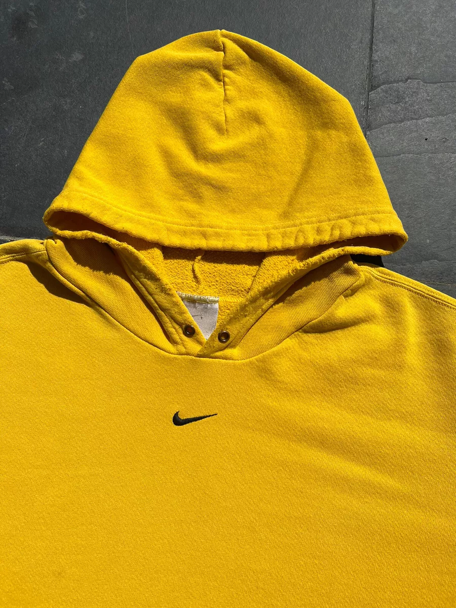 Vintage 90s 00s Nike Center Swoosh Yellow Pullover Hoodie Travis Scott XL