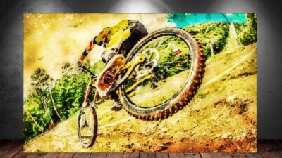 LEINWAND BILD XXL POP ART MOUNTAIN BIKE FAHRRAD MTB BMX MTX ABSTRAKT WAND POSTER