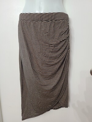 Bobeau Skirt Asymmetrical Tan and Black Striped Small EXCELLENT