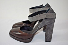 Zapatos Brunelli Cucinelli Cuero Marrón Gris Gamuza Talla 39.5 / 9.5 EE. UU. En Oferta sn