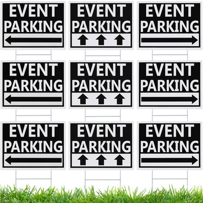9 Pieces 16 x 12 Inches Outdoor Event Parking Signs with Arrow Corrugated Pla...