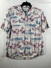 Tommy Bahama Mens XL Short Sleeve Button Down Shirt Solid White Pink Floral