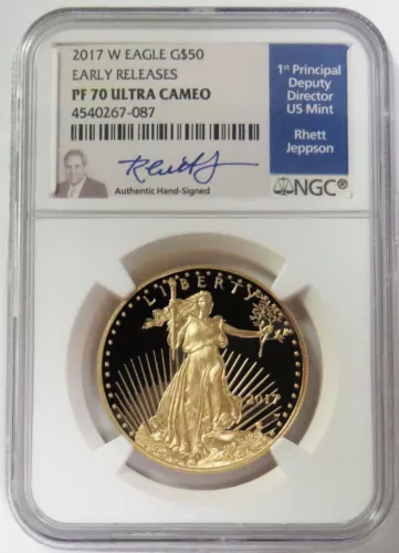 2017 W GOLD $50 AMERICAN EAGLE 1 OZ JEPPSON SIGNED NGC PF 70 UC EARLY RELEASES