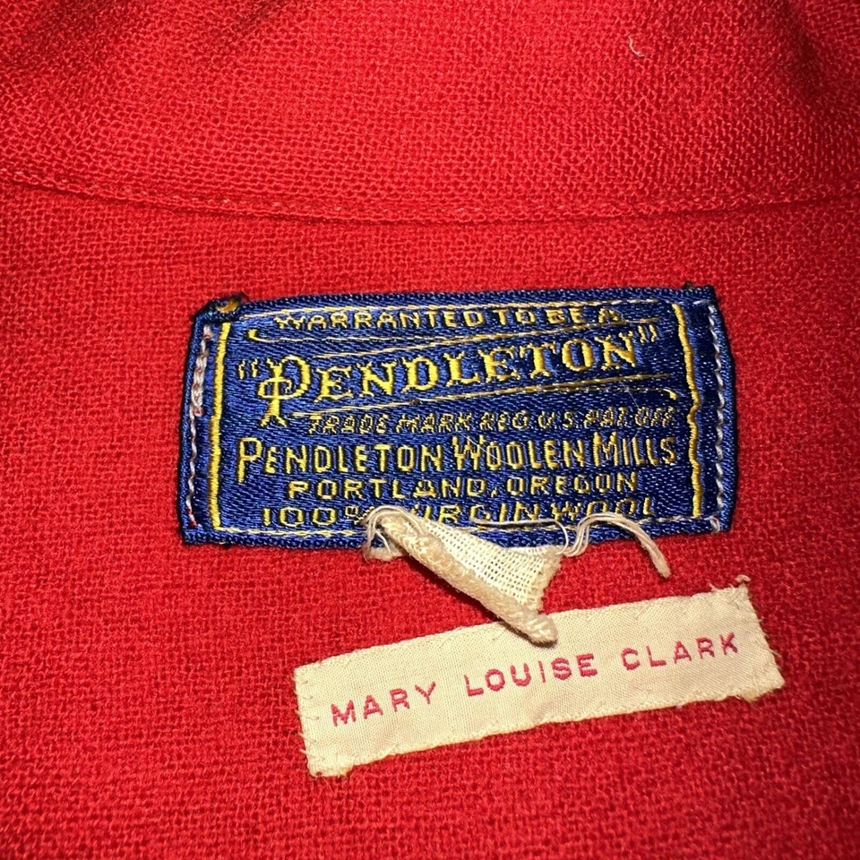 Pendleton Años 30 De Colección Camisa de Lana Chaqueta Manga Larga Roja Básica Rosa Botones Años 30 40 Foto 2 de 4