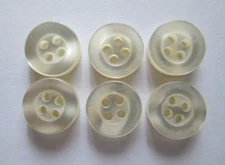 6/pcs Buttons Small Size Diameter=7/16" ( 11mm) White 4-Holes