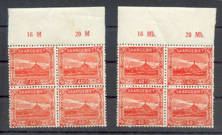 Saar 59 ORM+MK Beide Oberandtypen Viererblock** MNH Postfrisch (Z3992