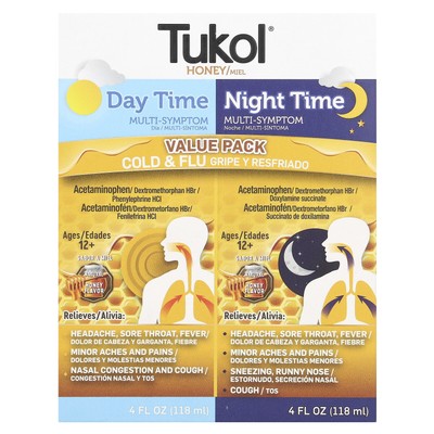 Honey. Multi-Symptom Cold & Flu, Day Time & Night Time Value Pack, Ages 12+,