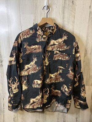 Outdoor Life Field Tested Mens Shirt Deer Buck Hunting Size L 42-44 Black