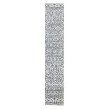 2'7" x 14'1" Ivory Angora Oushak Hand Knotted Natural Wool Runner Rug R80240