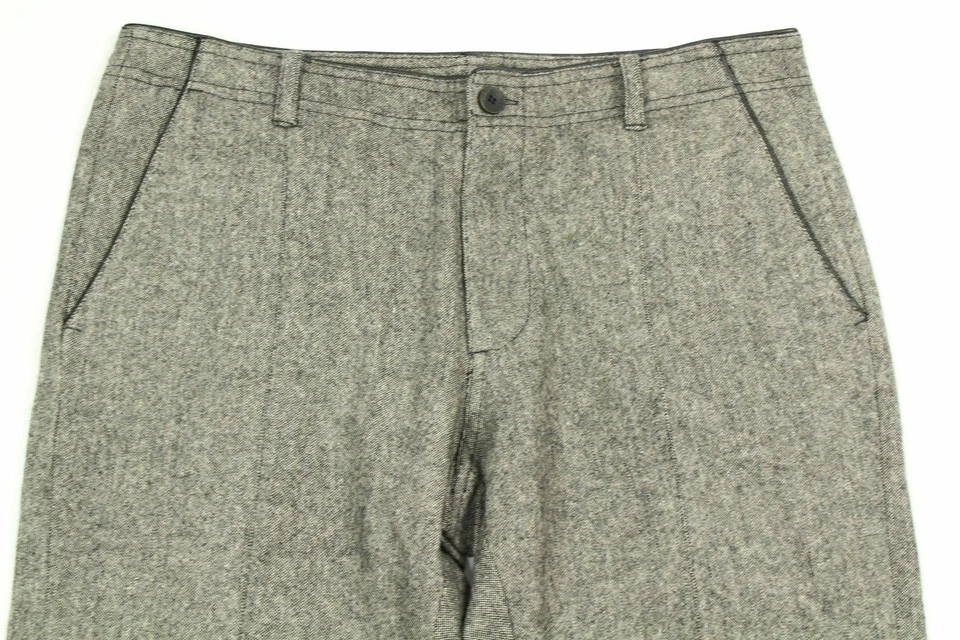 Pantalones para mujer Roberto Cavalli Moto gris mezcla de lana ribete de cuero hechos en Italia Foto 3 de 4