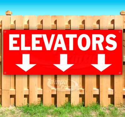 ELEVATORS DOWN ARROWS RED2 Advertising Vinyl Banner Flag Sign Many Sizes DIRECTS
