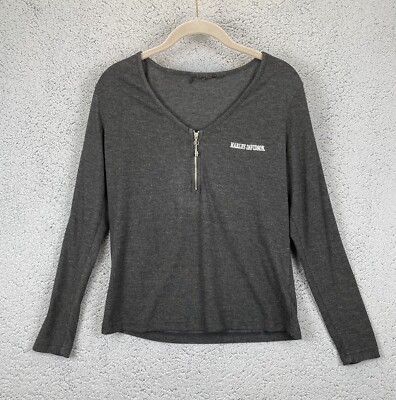 Harley-Davidson Womens Gray quarter Zip Pullover Size Medium (tag Removed)