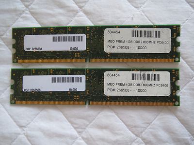 LOT OF 2 RENDITION  RM12864AA800.8FE 1GB DDR2 240-PIN 128MX64 PC2-6 MEMORY RAM
