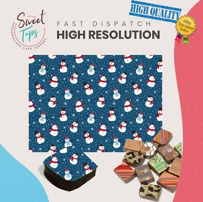 SWEET TOPS Chocolate Transfer Sheet (Christmas | Snowmen) Edible for Decorations A4 Size