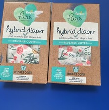 2 Boxes Girl Pampers Pure Protection Hybrid Diaper Reusable Covers Sz 1