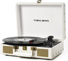 3-Speed Bluetooth Portable USB Vinyl Record Player with Built-In Speakers