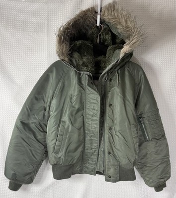 Vintage Spiewak N-2B Flight Bomber Jacket Green Large Hood - Womens Sz Medium